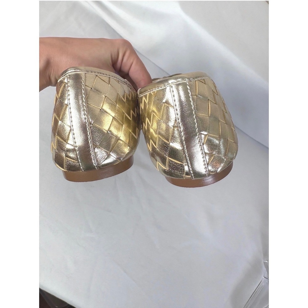 NEW Talbots Shiny Gold Braided Square Toe Slip On Flats Size 8 Balletcore Chic - Picture 5 of 6